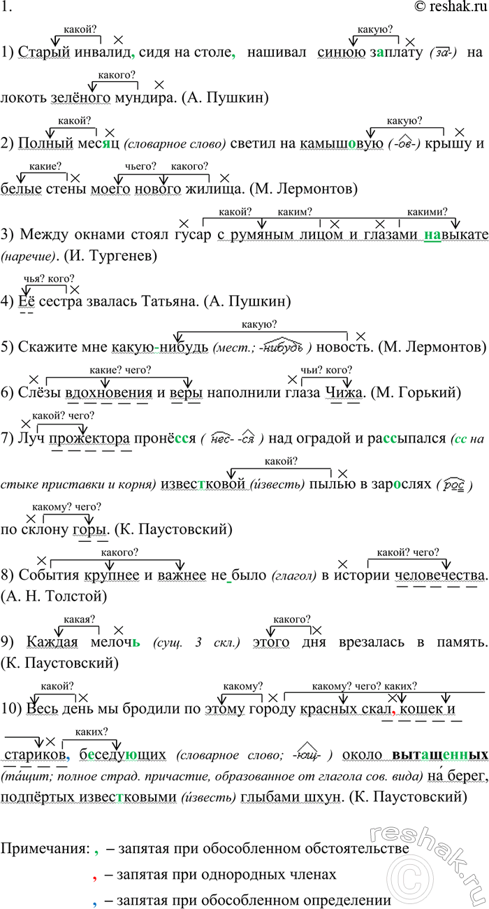 Изображение 98 Прочитайте. Найдите согласованные и несогласованные определения. Имейте в виду, что в зависимости от смыслового вопроса один и тот же член предложения может быть...
